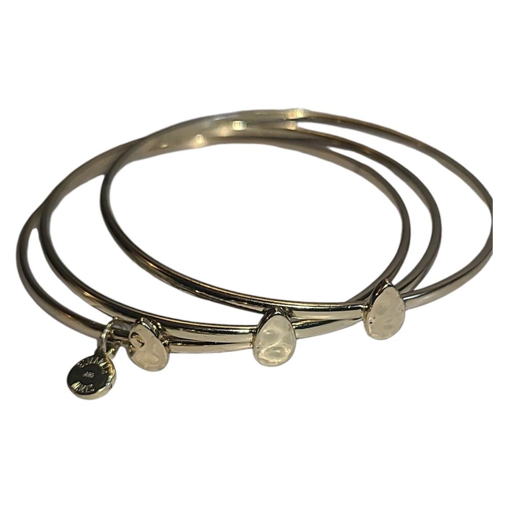 Set of 3 Elizabeth and James Gold Tone Hammered‎ Teardrop Bangle Bracelets
